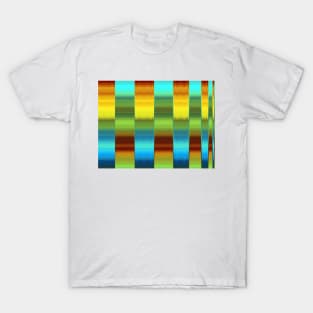 Yellow, Green and Blue Striped Abstract Pattern T-Shirt